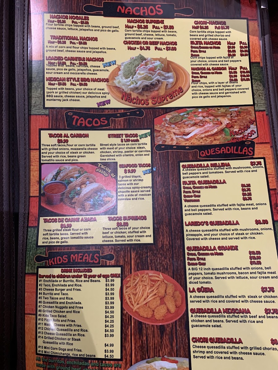 Los Cabos Mexican Restaurant menu board