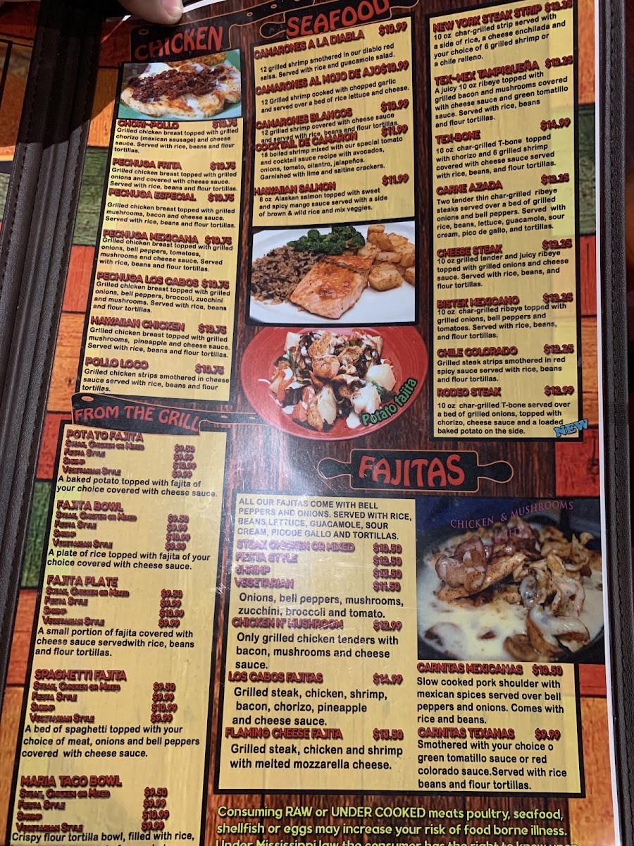 Los Cabos Mexican Restaurant menu board