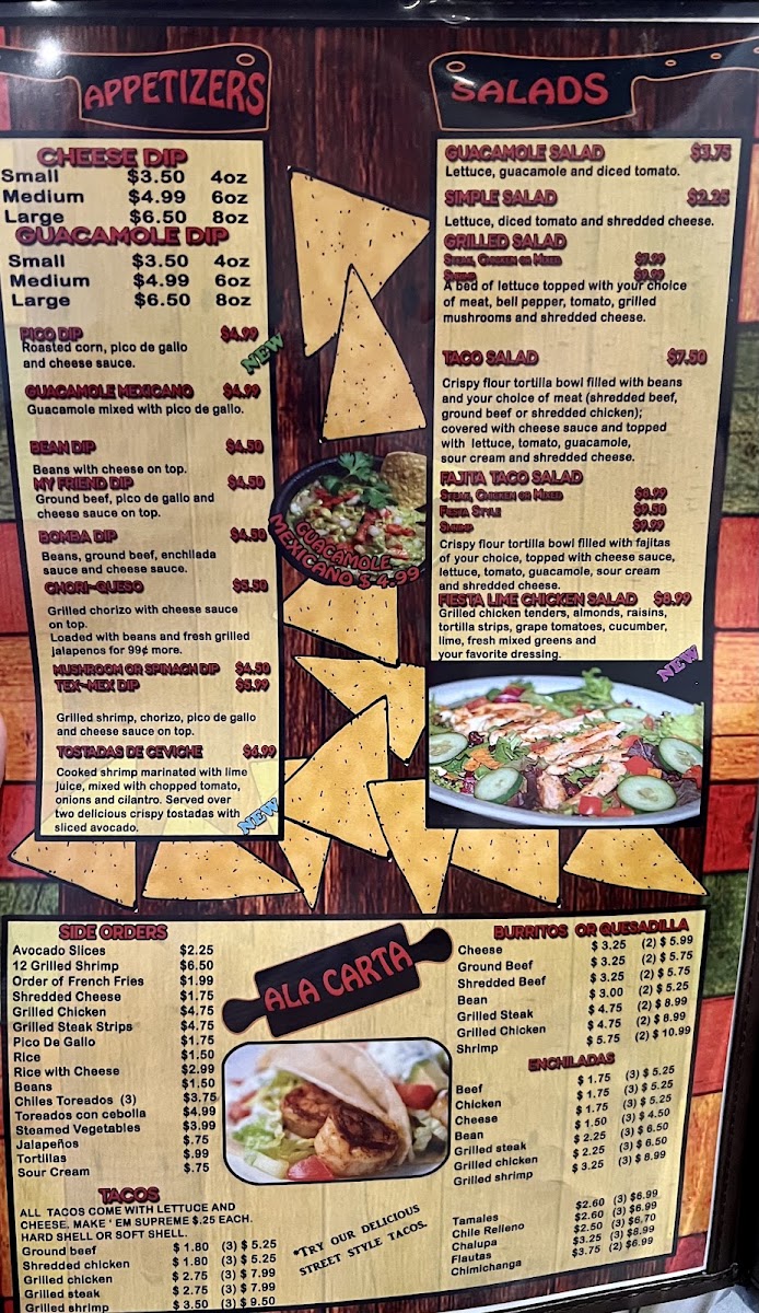 Los Cabos Mexican Restaurant menu board