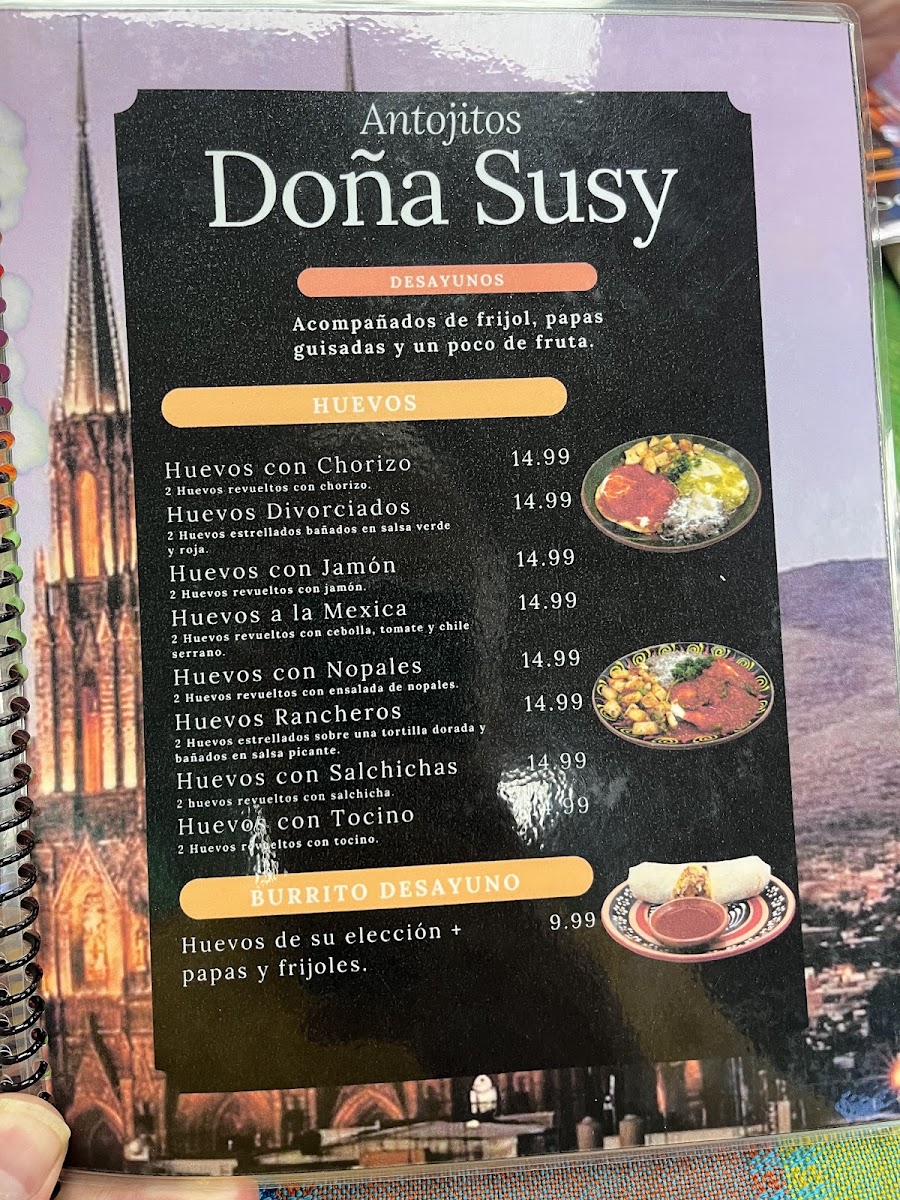 Antojitos Doña Susy menu board