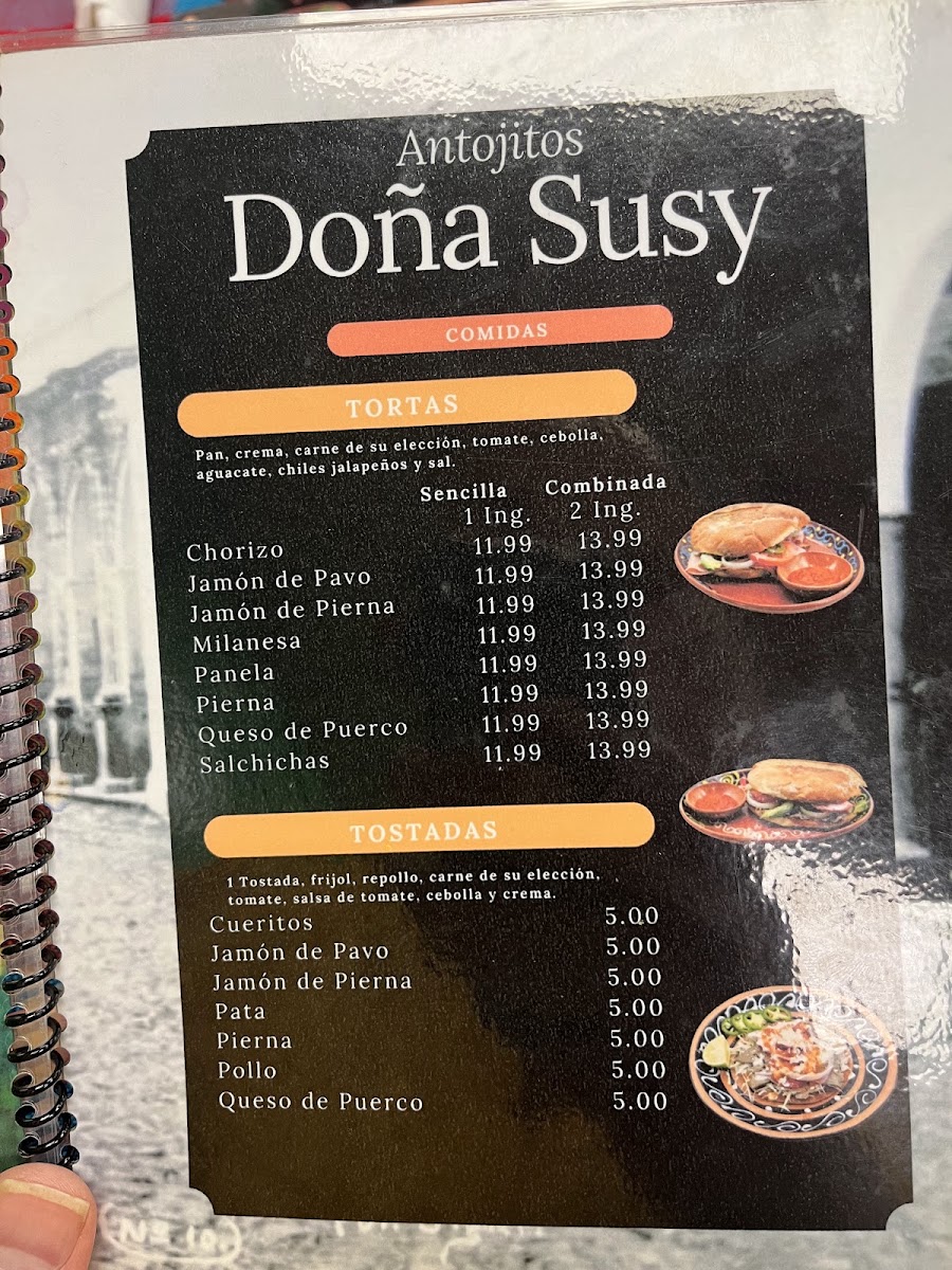 Antojitos Doña Susy menu board