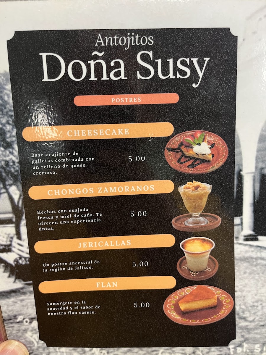 Antojitos Doña Susy menu board
