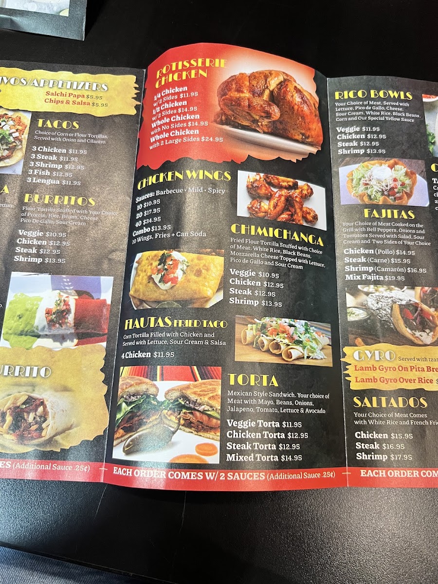 El Pollo Asado menu board