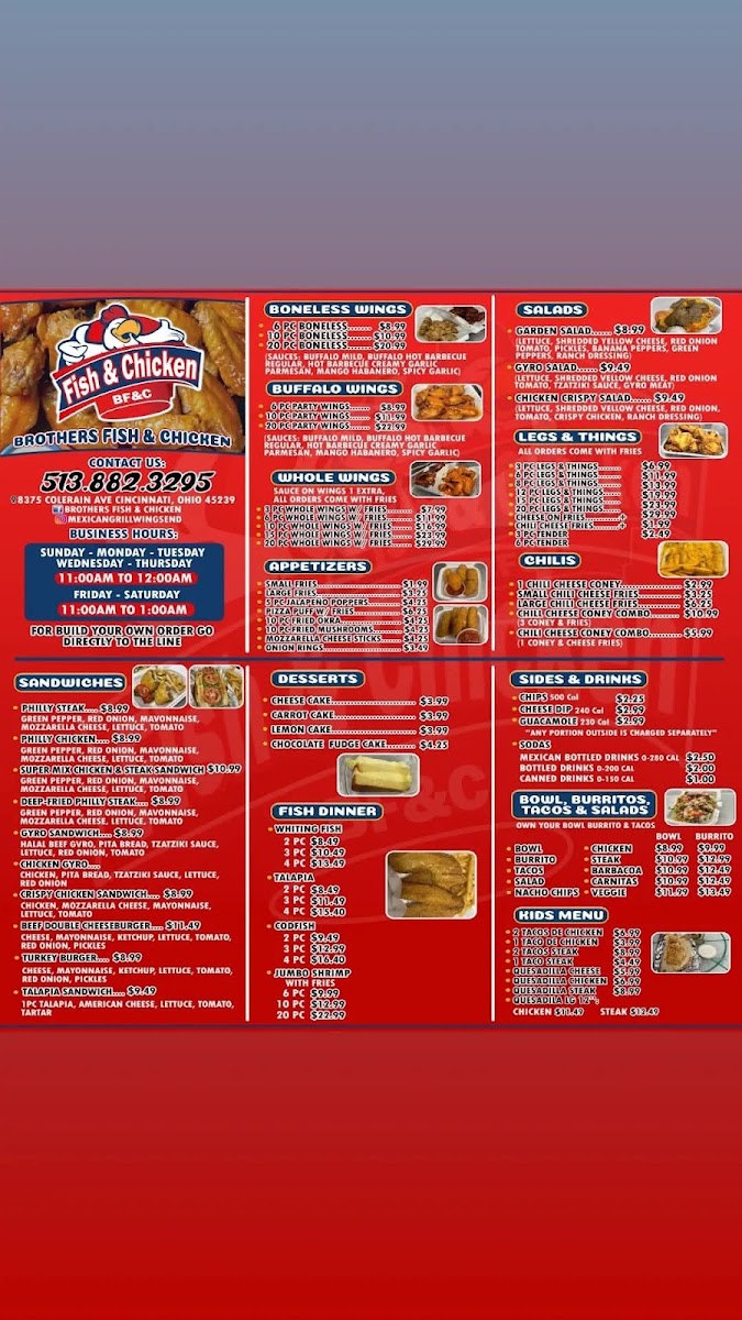 Mexican Grill Wings & Things # 2 menu board