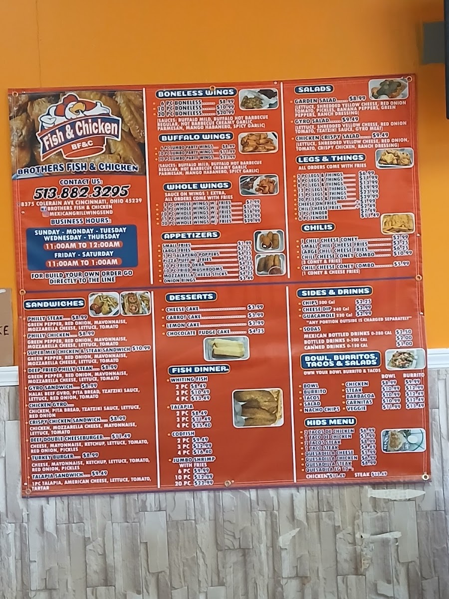 Mexican Grill Wings & Things # 2 menu board