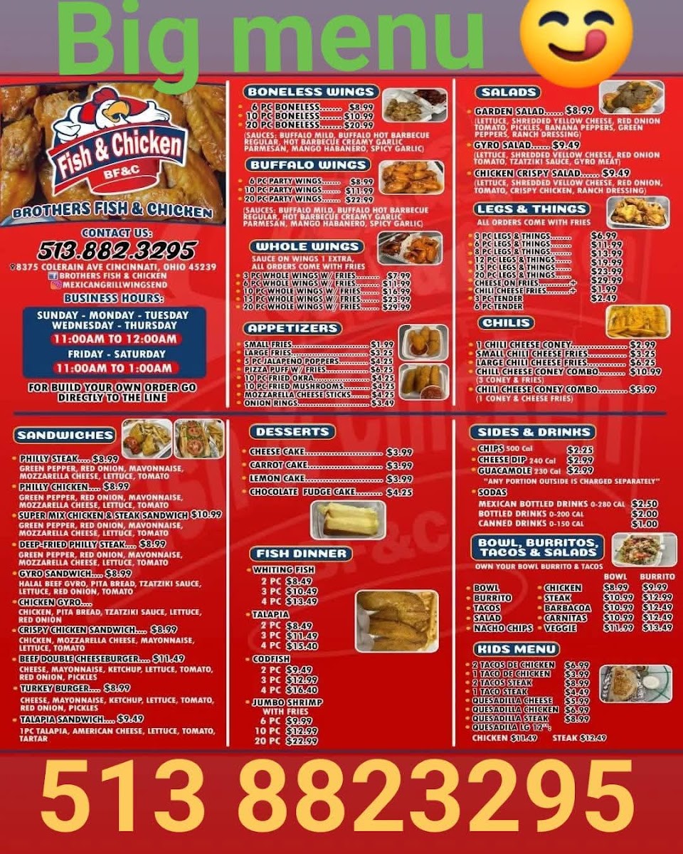 Mexican Grill Wings & Things # 2 menu board