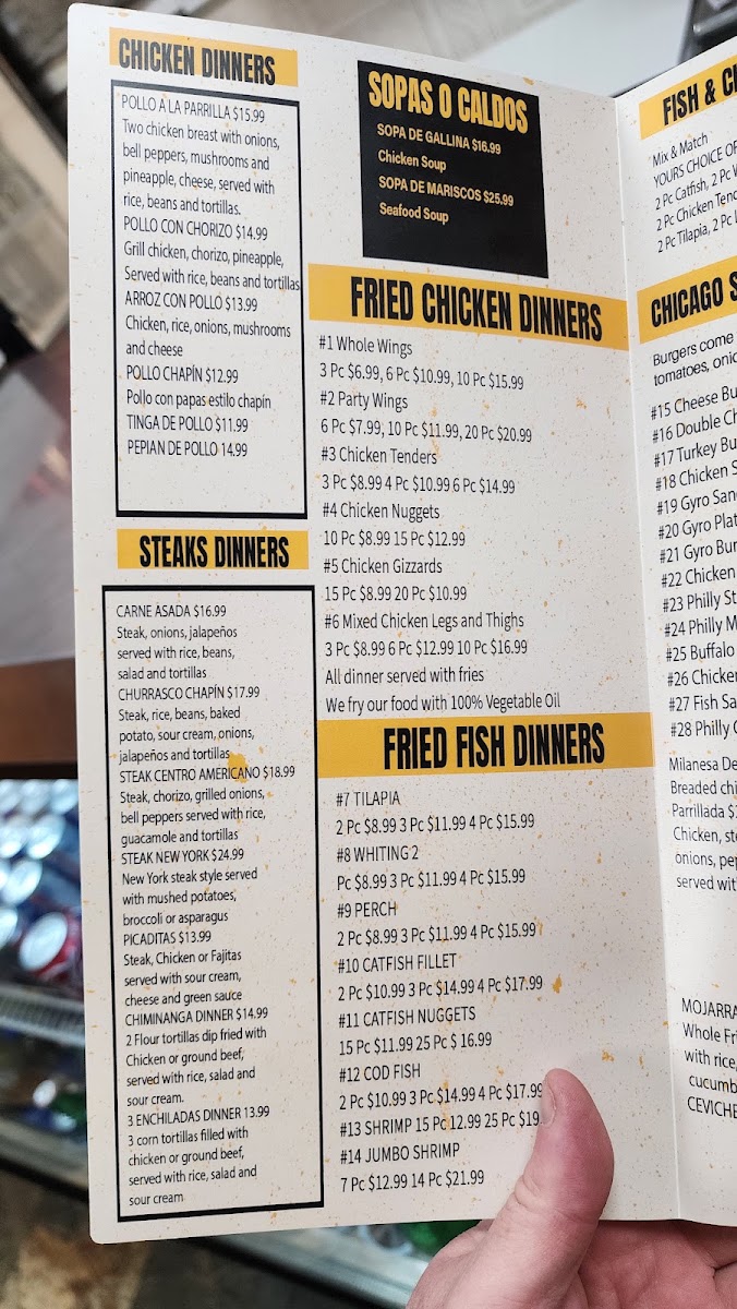 Mexican Grill Wings & Things # 2 menu board