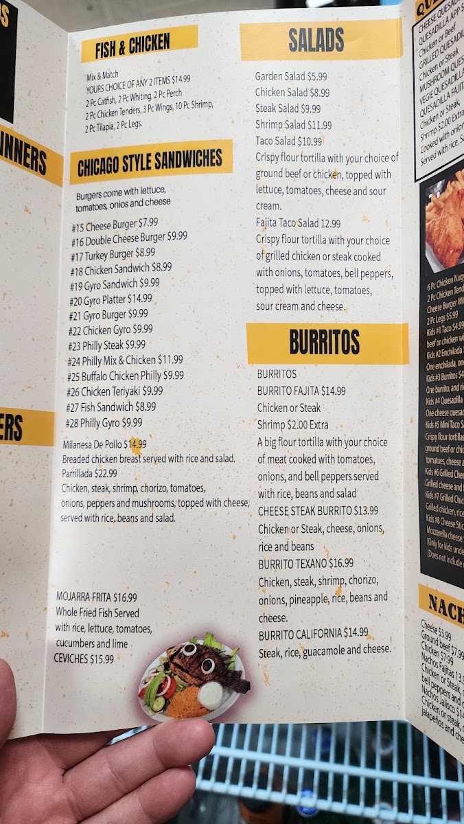 Mexican Grill Wings & Things # 2 menu board