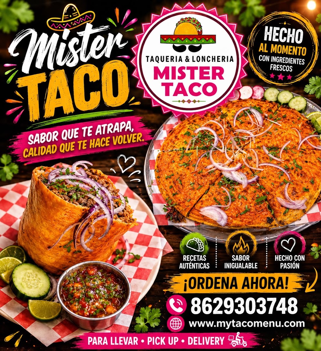 Mister Taco menu board