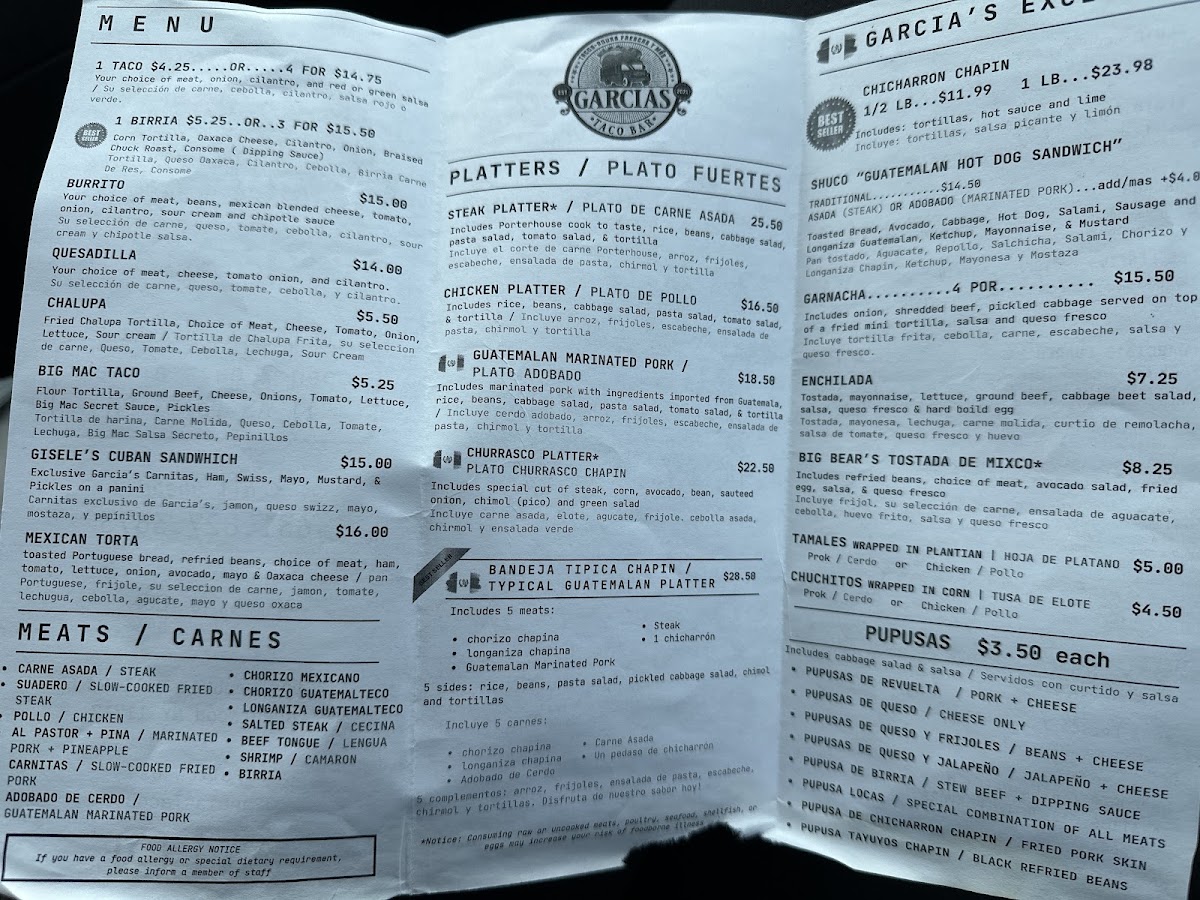 Taco bus menu board