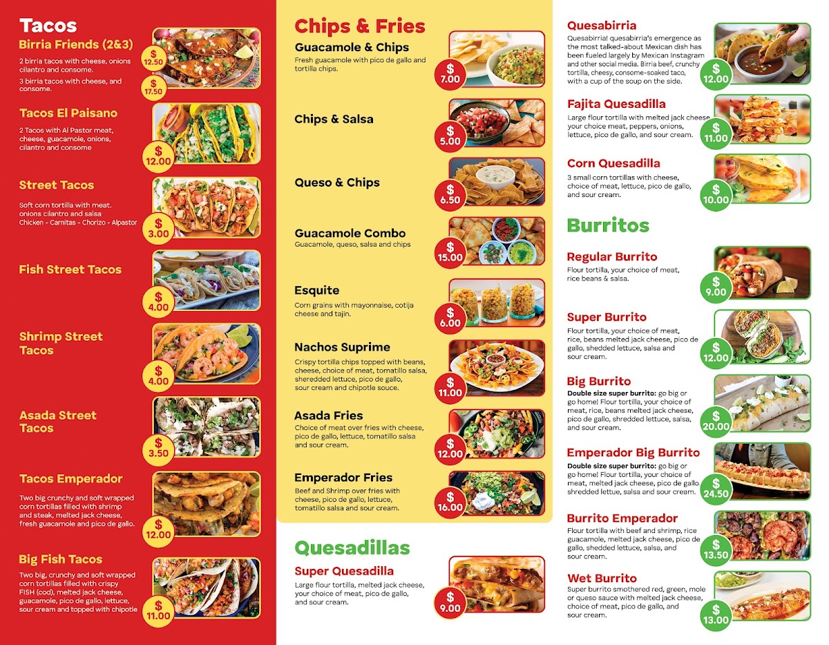 Tacos Don Fernando menu board