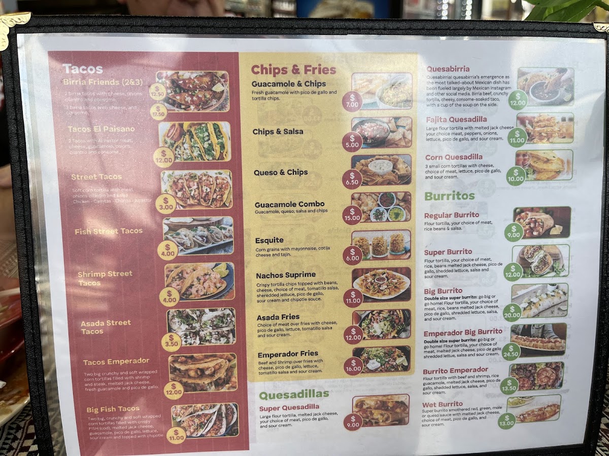 Tacos Don Fernando menu board