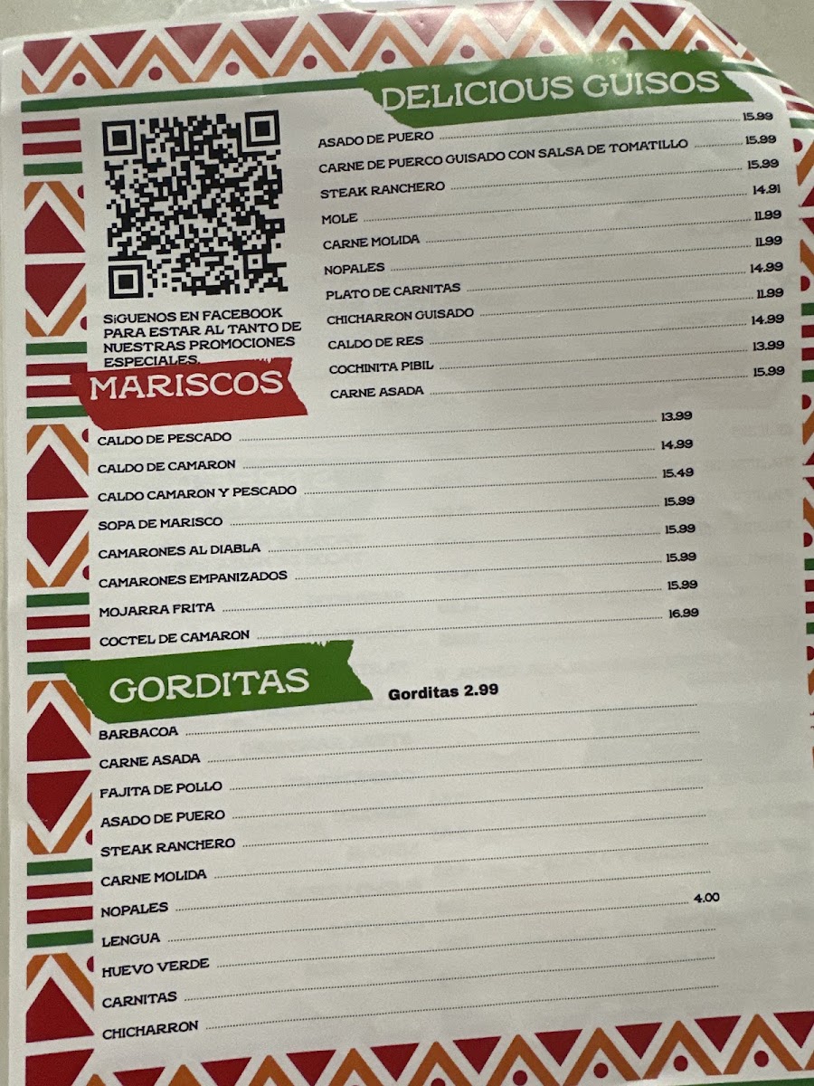 Los 3 Hermanos menu board
