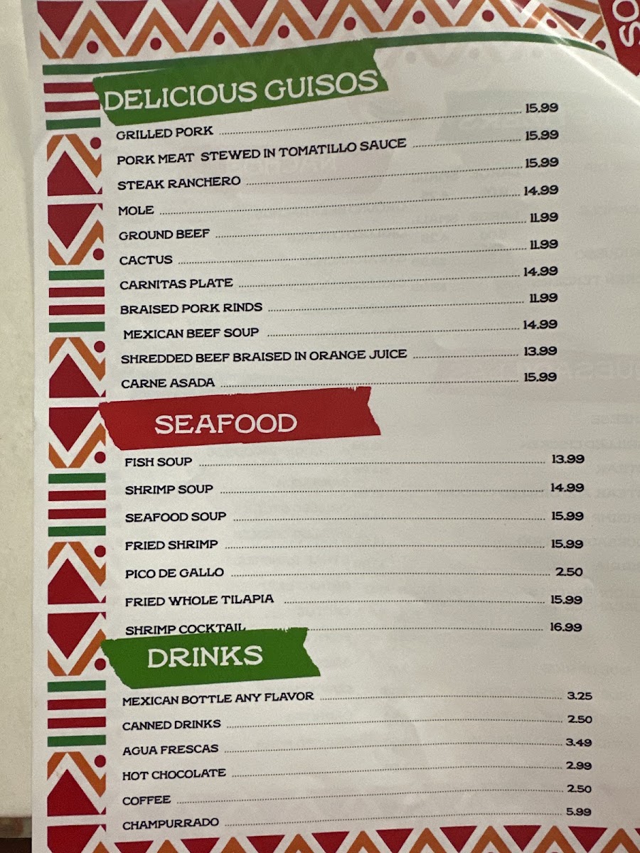 Los 3 Hermanos menu board
