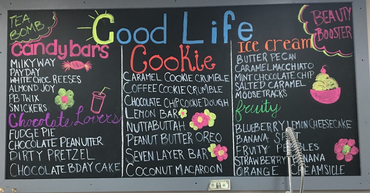 Good Life Nutrition menu board