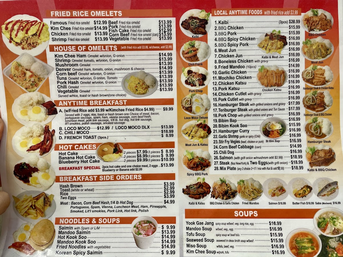 Waipahu Cafe menu board