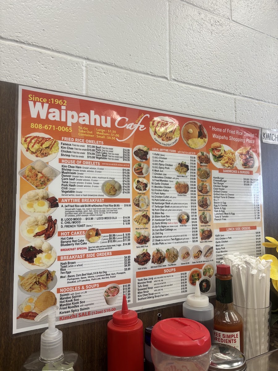 Waipahu Cafe menu board