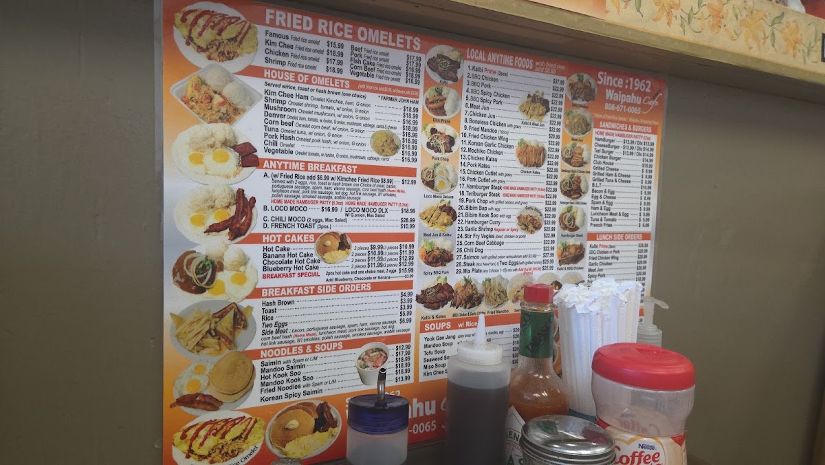 Waipahu Cafe menu board
