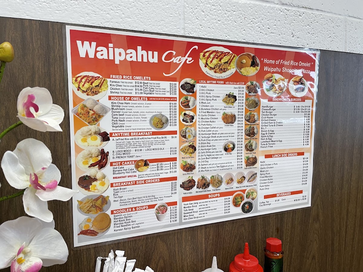 Waipahu Cafe menu board