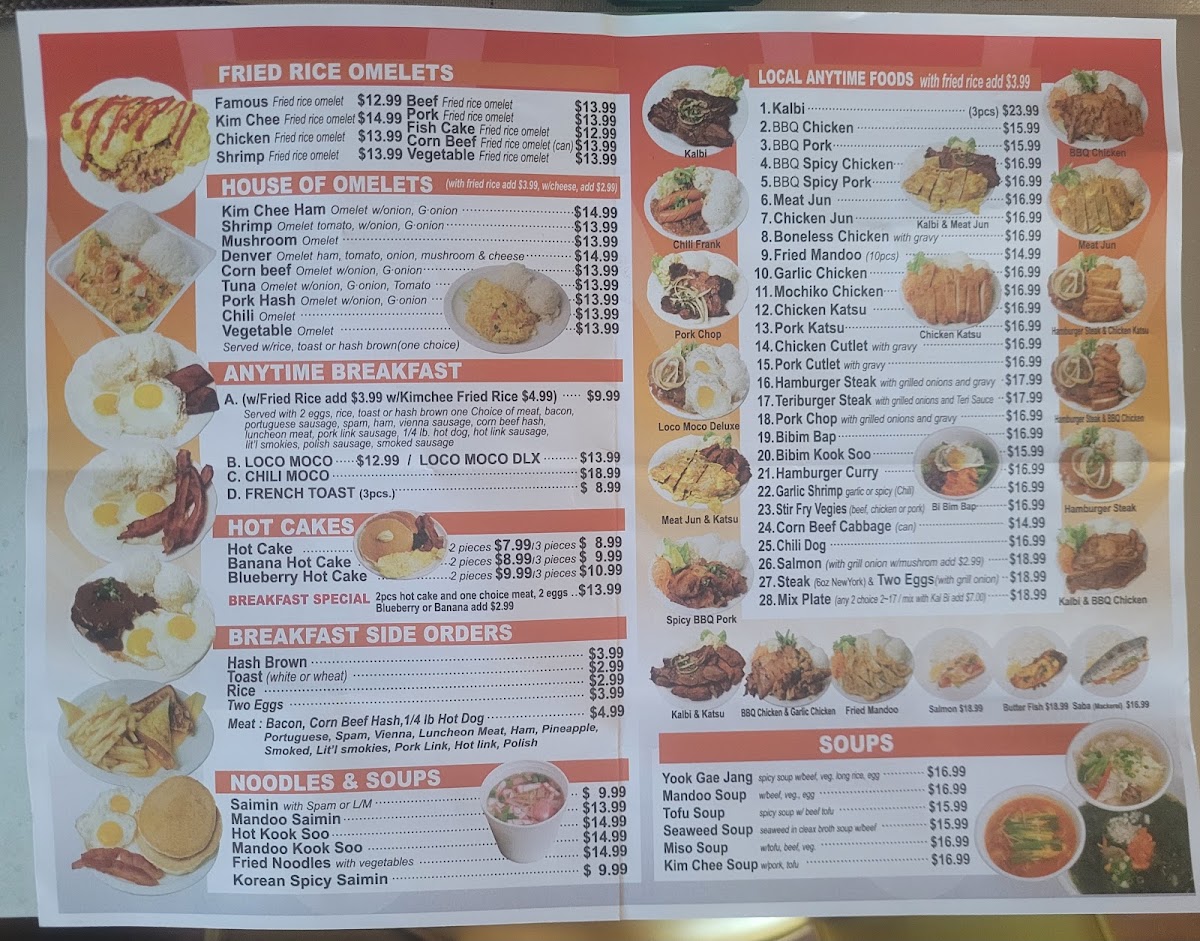 Waipahu Cafe menu board
