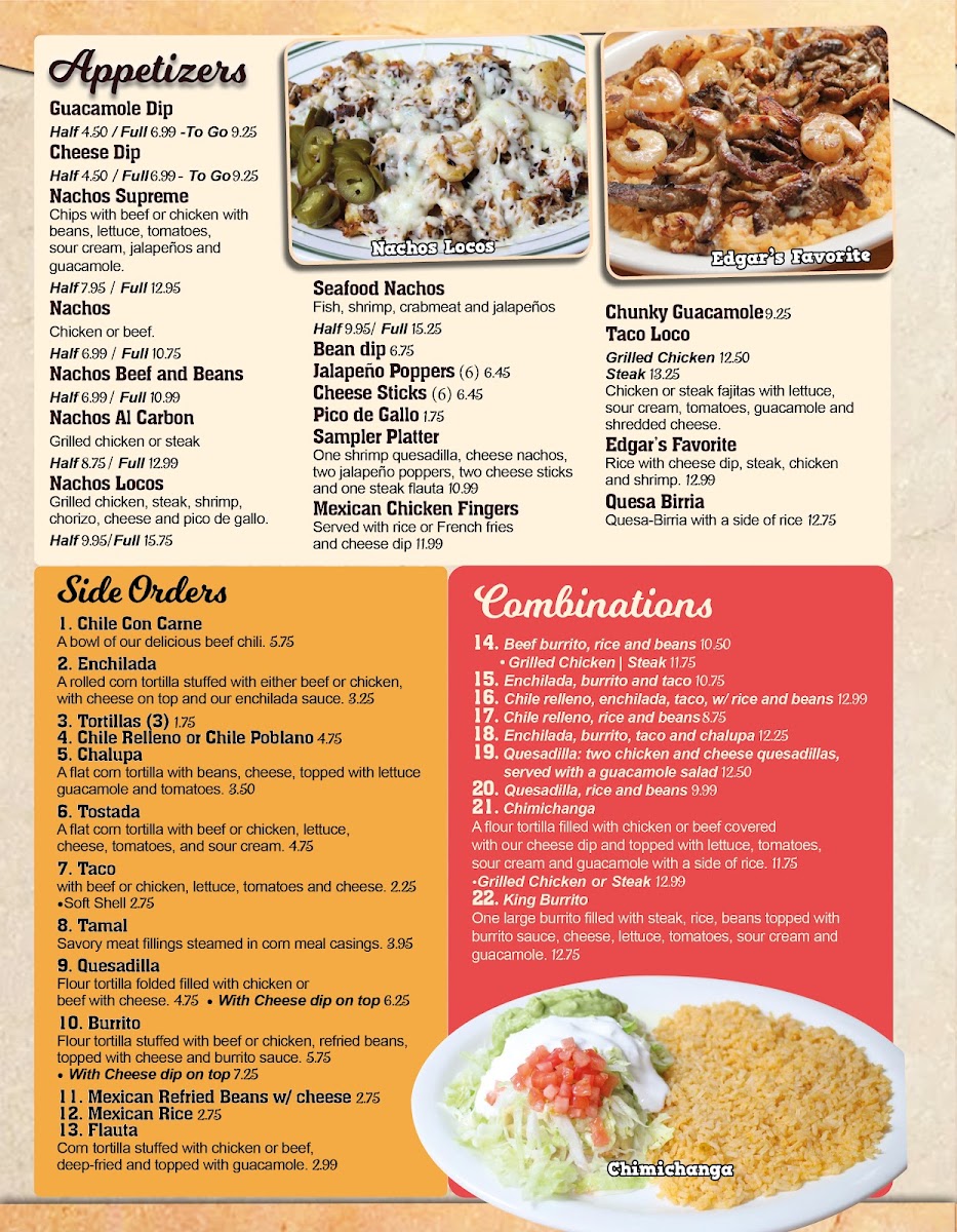 Los Hermanos Mexican Restaurant menu board
