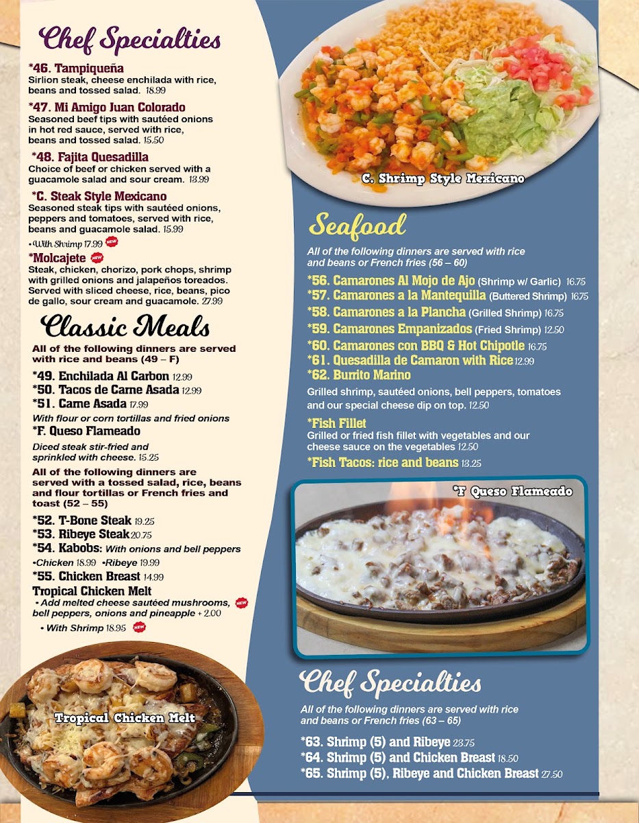 Los Hermanos Mexican Restaurant menu board