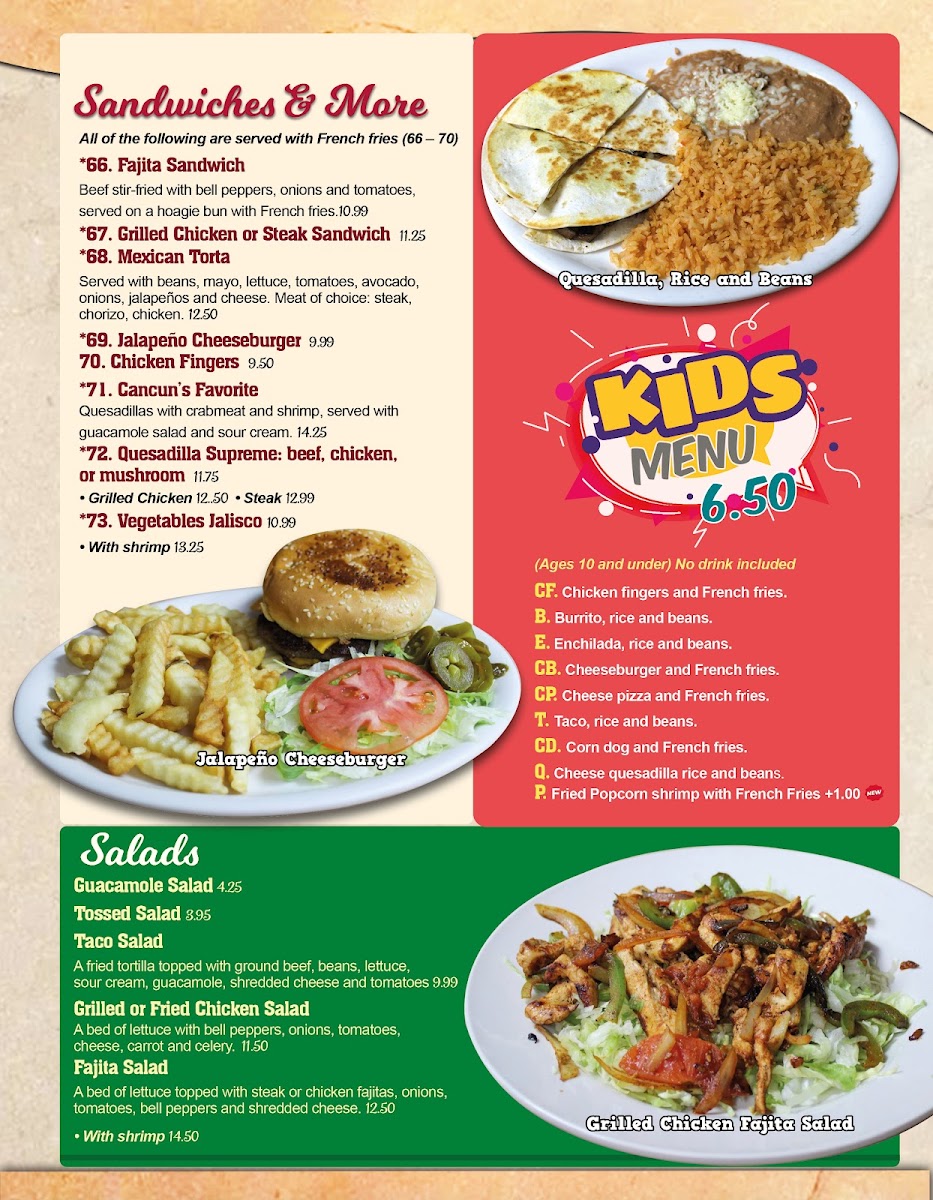 Los Hermanos Mexican Restaurant menu board