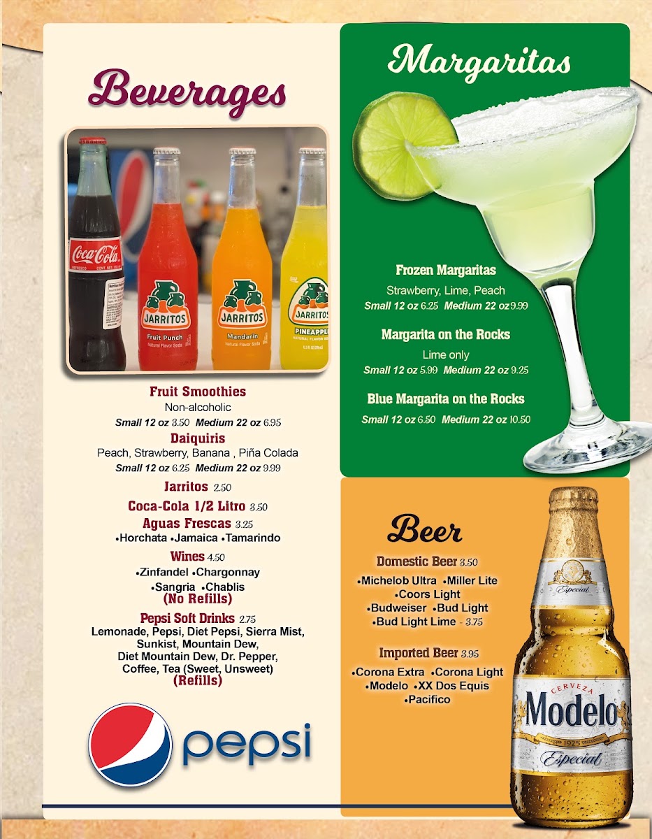 Los Hermanos Mexican Restaurant menu board