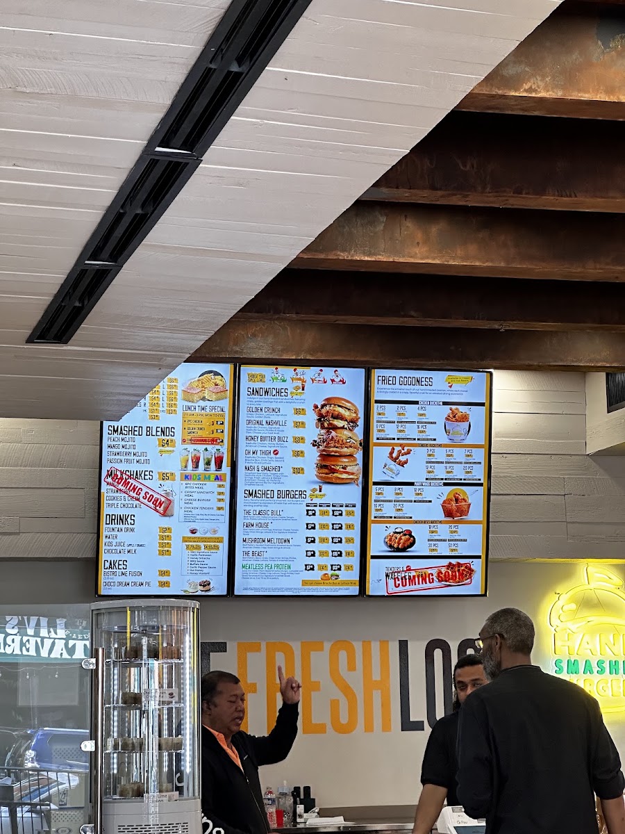 Nash & Smashed menu board