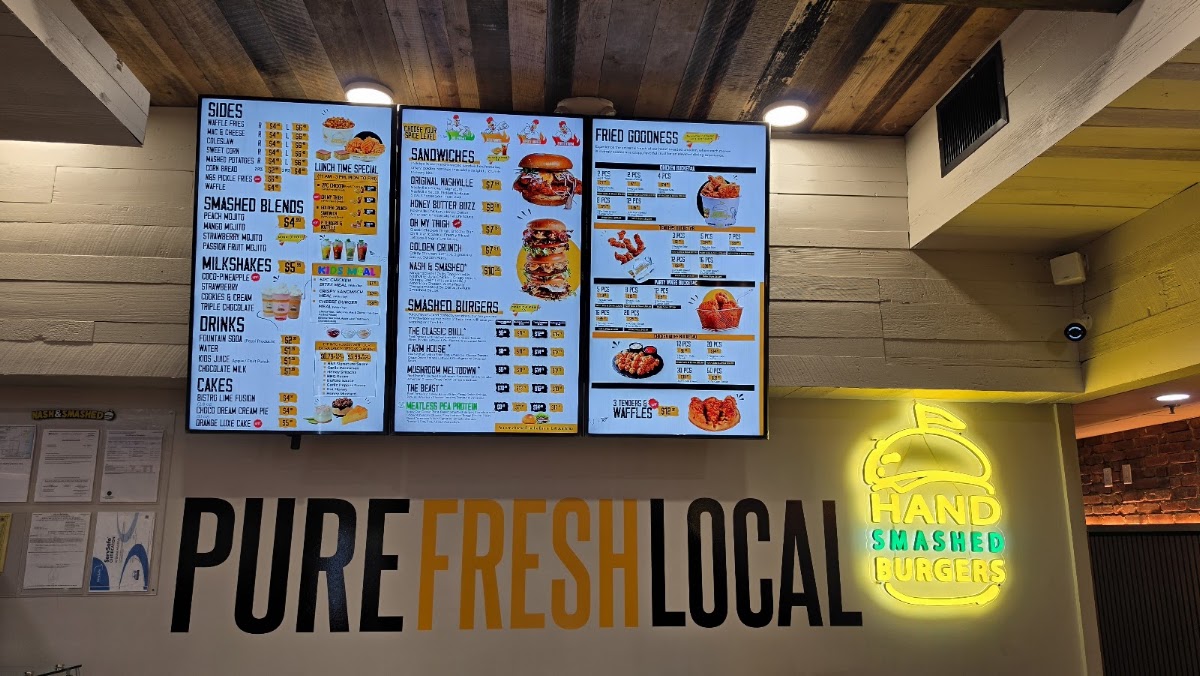 Nash & Smashed menu board