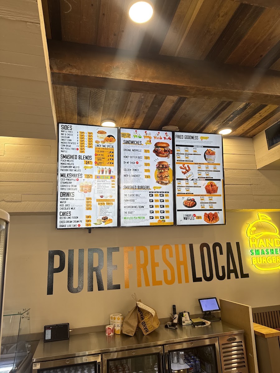 Nash & Smashed menu board