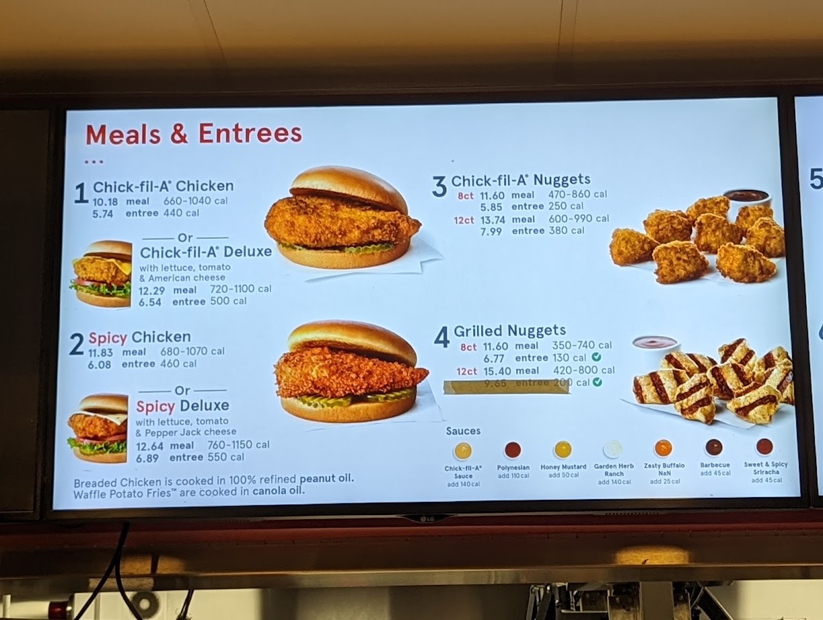 Chick-fil-A takeaway menu board