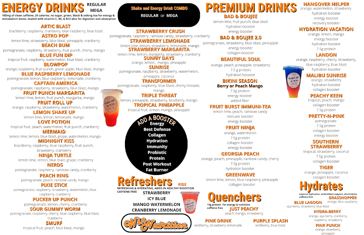 Win Nutrition LLC menu board