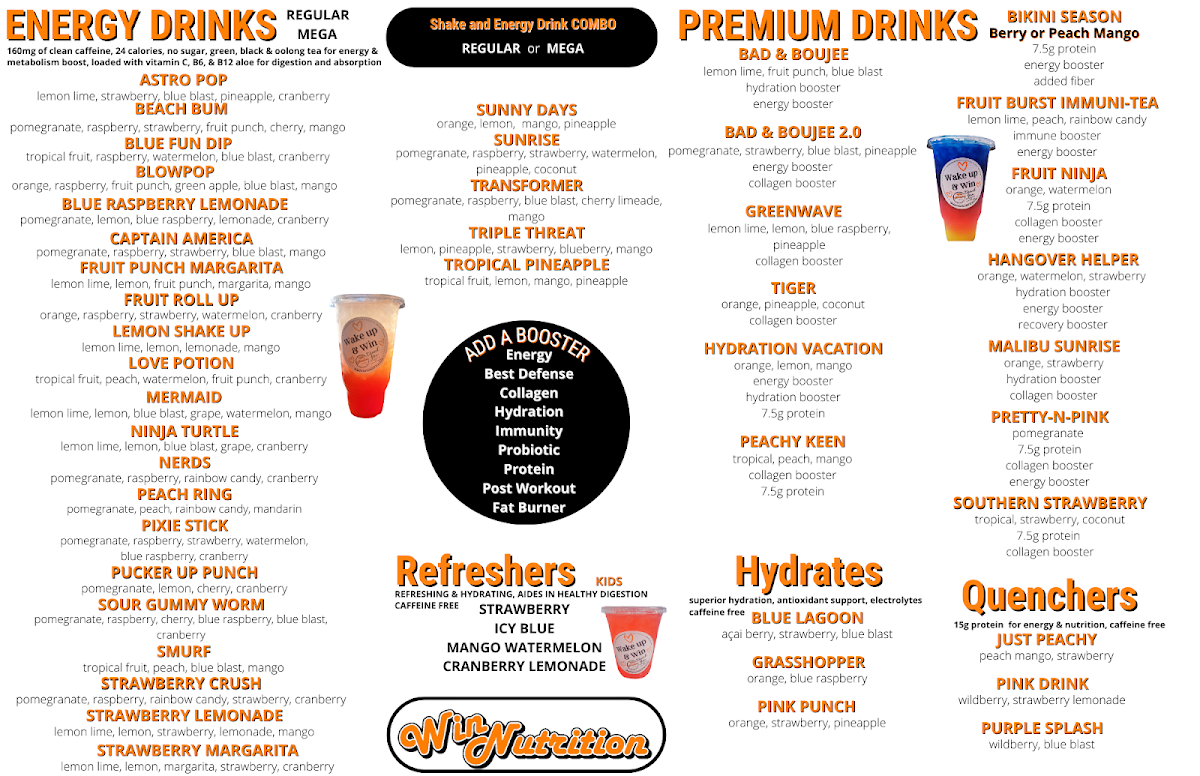 Win Nutrition LLC menu board