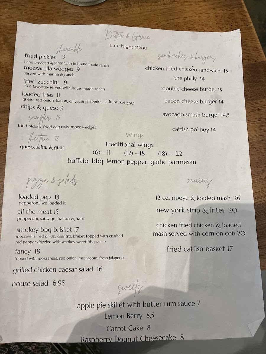 Butter & Grace -The Mini menu board