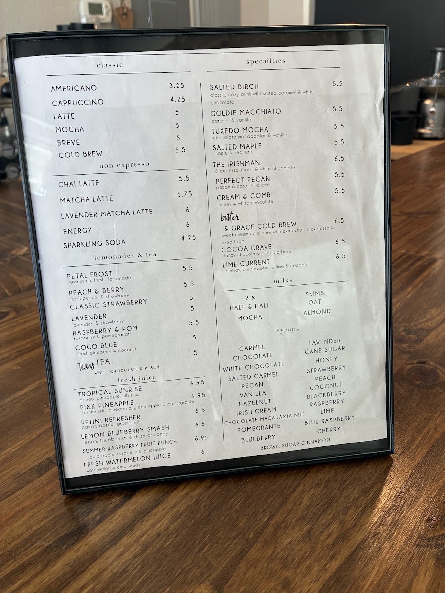 Butter & Grace -The Mini menu board