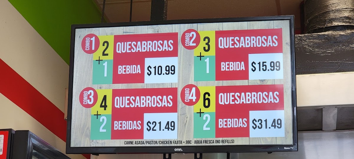 Que Sabrosas menu board