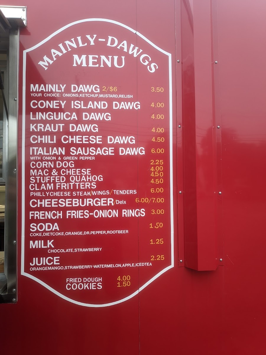 Mainly Dawgs menu board
