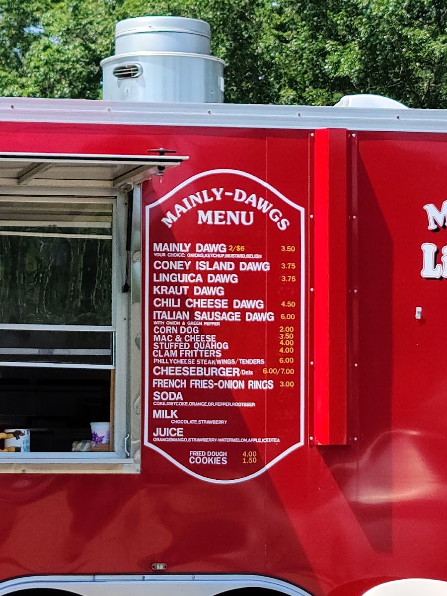 Mainly Dawgs menu board