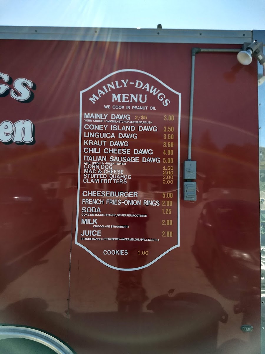 Mainly Dawgs menu board