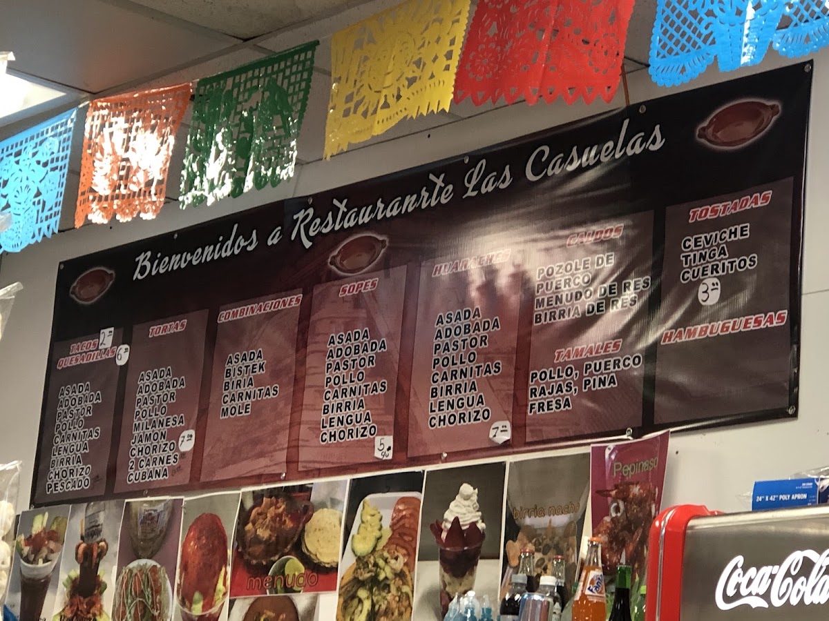 Las Cazuelas Mexican Restaurant menu board