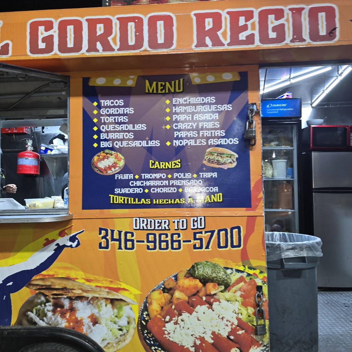 Tacos El Gordo Regio (Cleveland taqueria) menu board