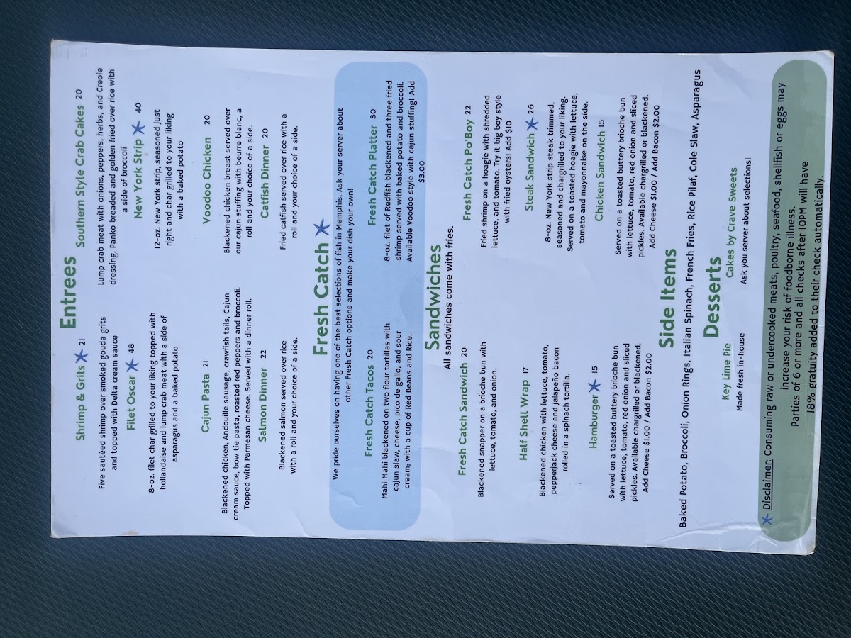 The Half Shell menu board