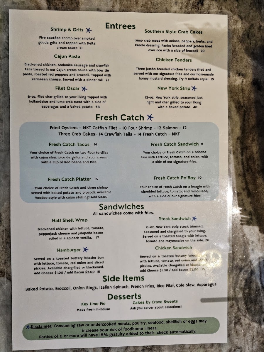 The Half Shell menu board