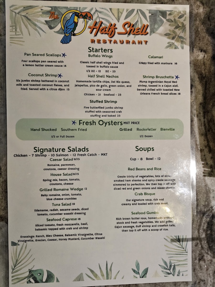 The Half Shell menu board