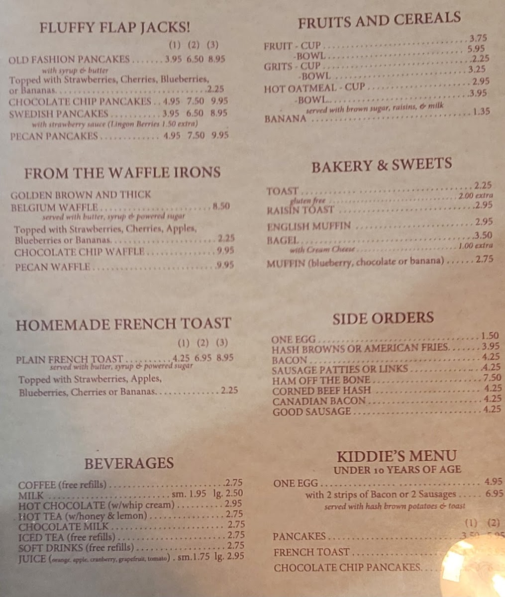 Dino's Restaurant menu board