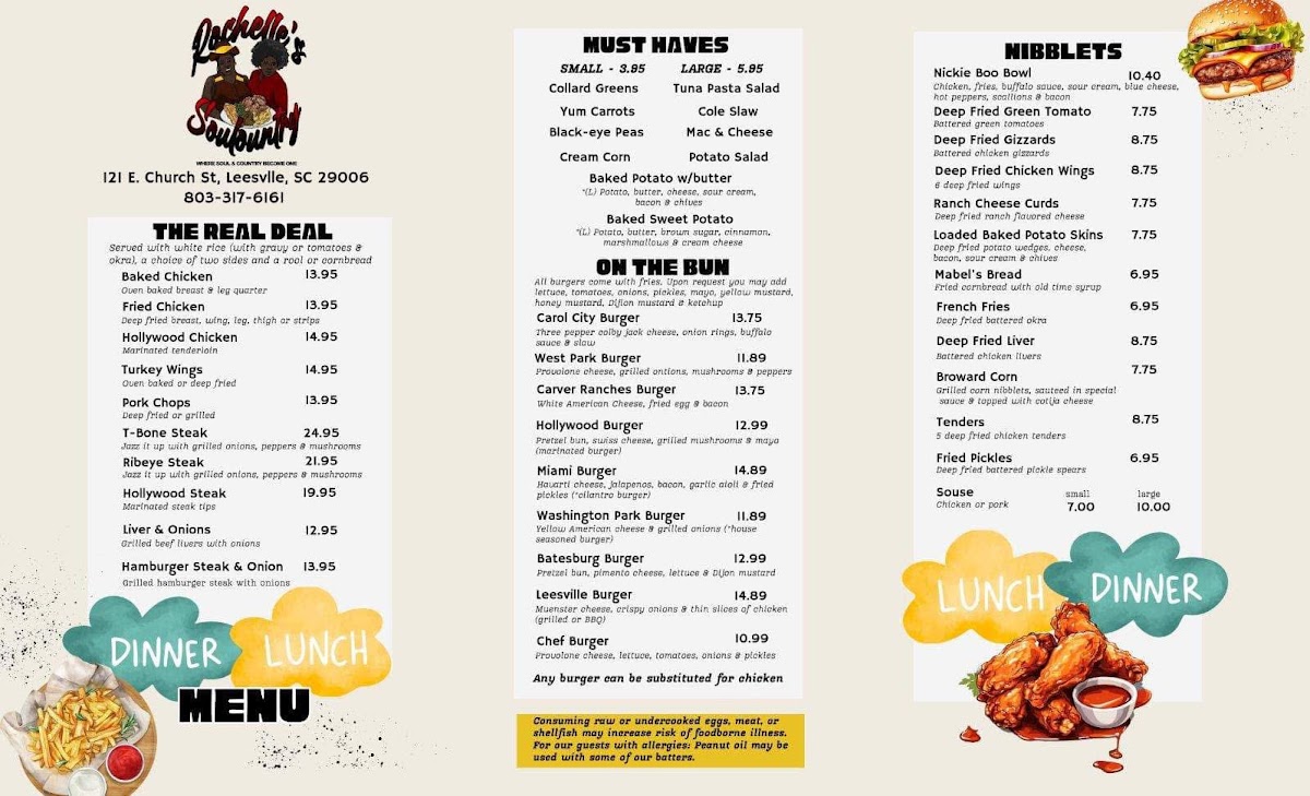Rochelle’s Soulountry menu board