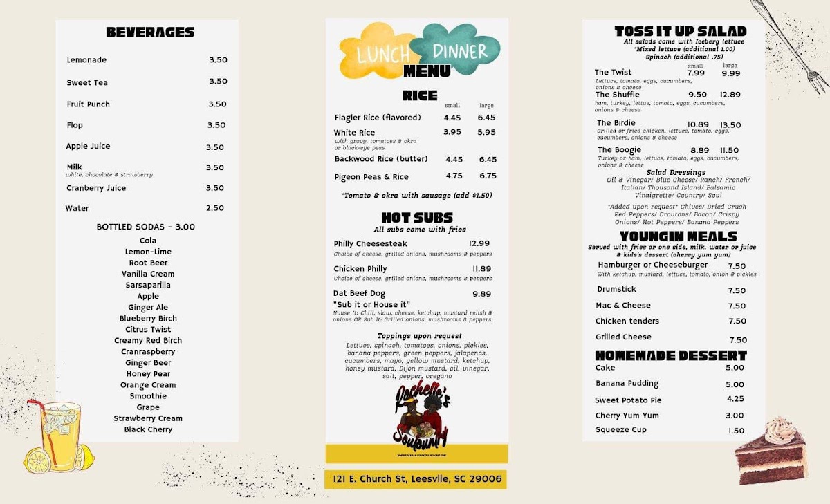 Rochelle’s Soulountry menu board