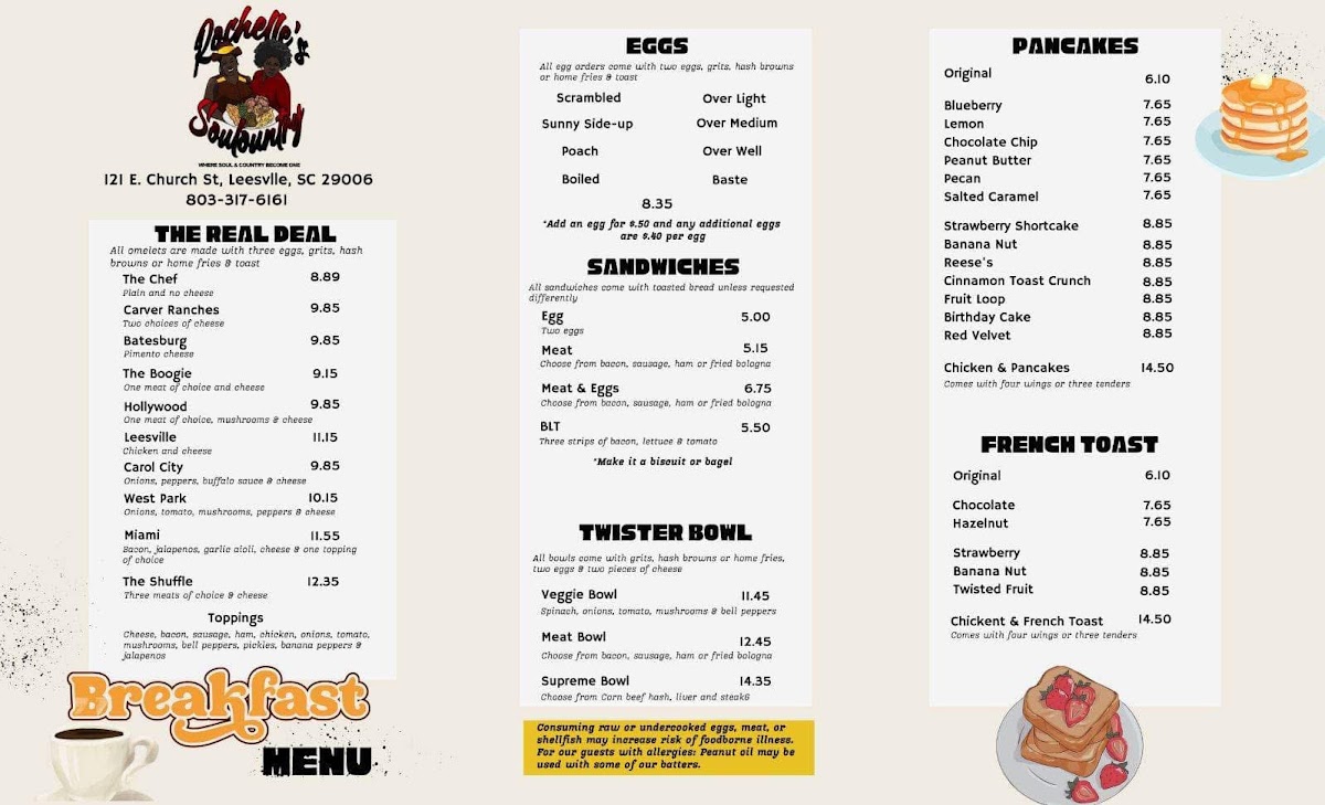 Rochelle’s Soulountry menu board