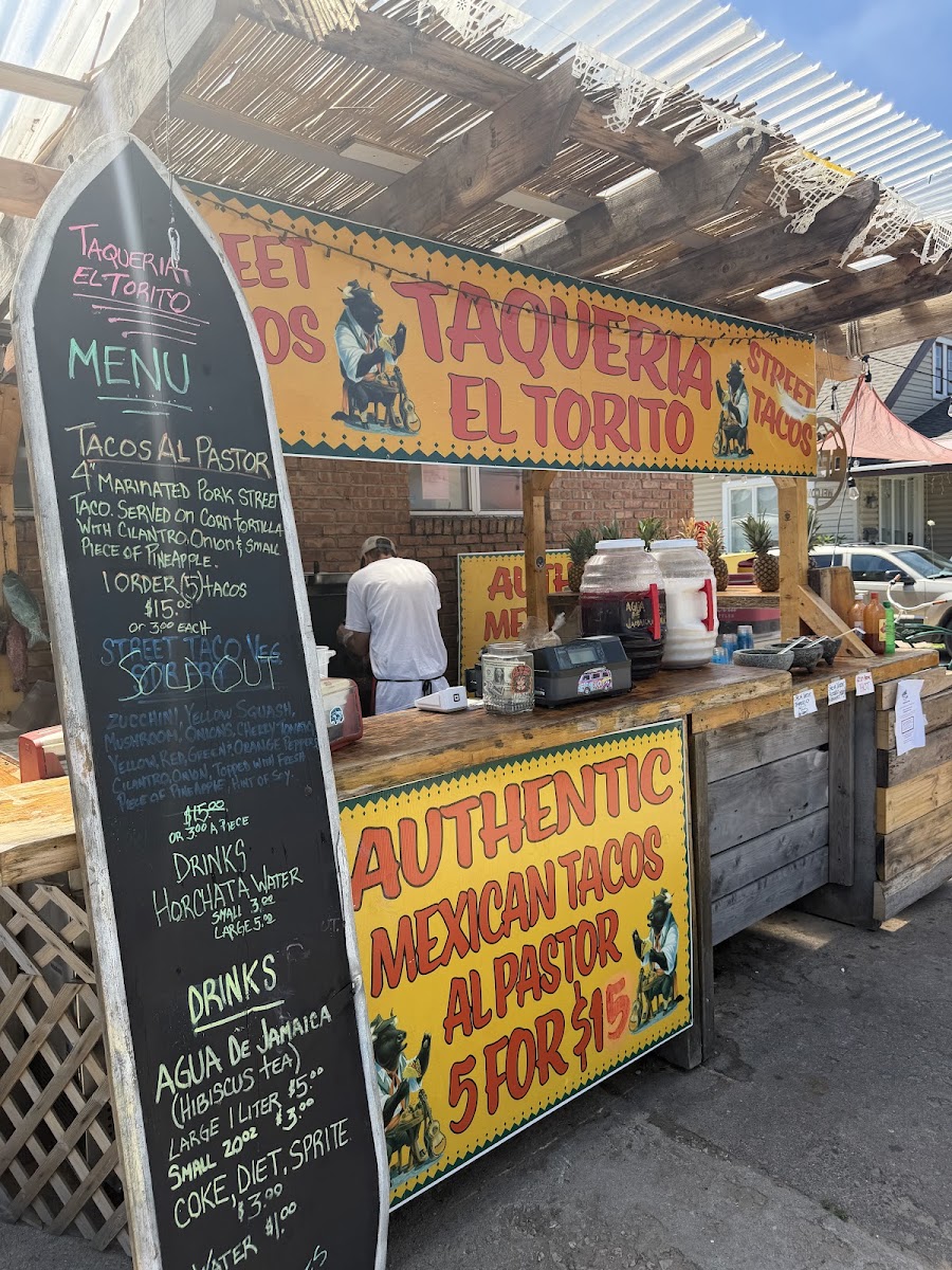 Al pastor Mexican Street tacos menu board